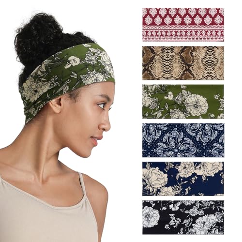 QIUTIMIY Headbands for Women Non Slip - 6 Pack Soft Stretchy Hair Bands for Women’s Hair – Fashion Sports Headbands for Yoga, Workout, Running, Gym, Daily Wear（Style 10） - color: Style 10