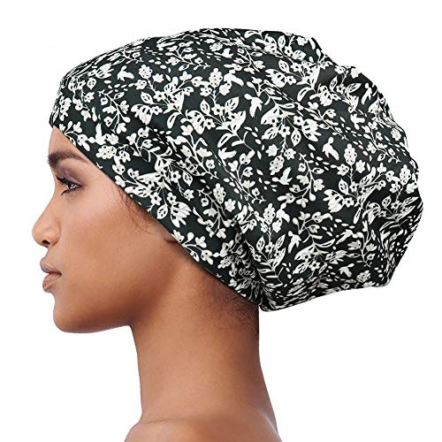 Wide Band Sleep Night Cap Baggy Beanie Slouch Skull Cap Cancer Hat - color: Cotton Bloom