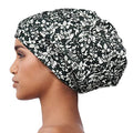 Wide Band Sleep Night Cap Baggy Beanie Slouch Skull Cap Cancer Hat - color: Cotton Bloom