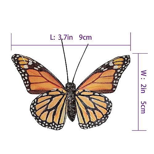 Berfutall-Artificial Feather 3D Butterfly Party Decorations Set of 12 with Clip 6 Color Ornaments for Christmas Tree (YM824)… - color: B Clip