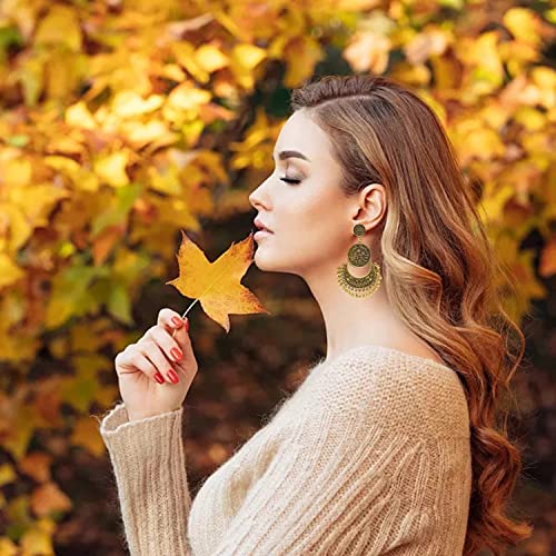 Honbay Bohemian Fashion Earrings National Style Retro Earrings Gypsy Dangle Earrings - color: Vintage Gold
