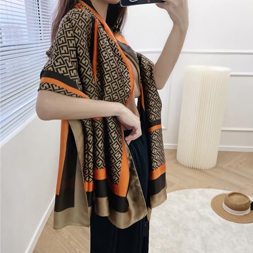 vimate 100% Large Silk Feeling Scarf-Women's Fashion Long Mulberry Silk Satin Neck Scarf Sunscreen Shawl Wrap Headscarf - color: Style 25
