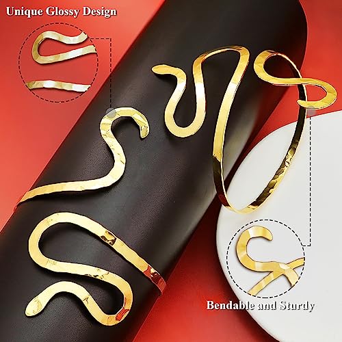 QuneusHot 2 Piece Snake Arm Cuff Cleopatra Serpent Upper Arm Band Spiral Armlet Bracelet Egyptian Costume Jewelry Bangle for Women Men - color: #01 Gold spiral