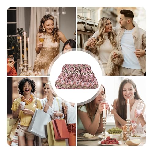 ENBEI Evening bag Clutch Purse for Women Metal Frame Closure Handmade bag for Wedding,Party Gift for women/grilfriend/mother - color: Pink