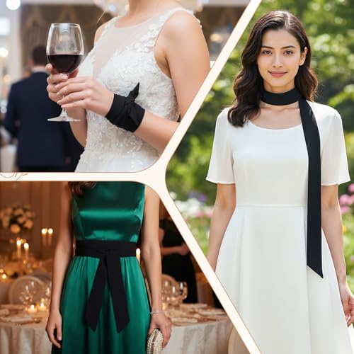 Chiffon Sash Belt, Long Satin Ribbon Scarf Belt, Self Tie Waist Bow Tie Belts for Women Dresses Bridal Wedding