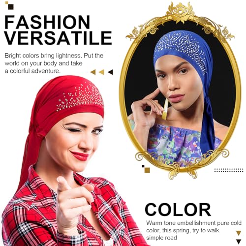 Geyoga 6 Pack Rhinestone Head Scarf for Women, Sequin Pre Tied Head Wraps, Stretchy Turban Cap for Hair Loss & Daily Wear(Classic Style) - style: Classic