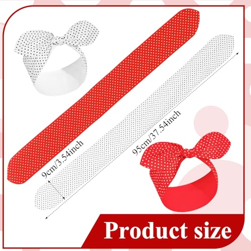 Hicarer 2 Pieces Polka Dot Headband Bandana Headband 50s Costume Hair Accessories Bows Wide Head Wrap for Women(Red, White,Small Dots) - color: Red, White, style: Small Dots