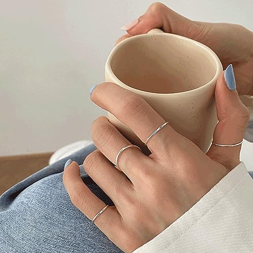 925 Sterling Silver Knuckle Rings for Women Minimalist Thin Stacking Rings Set 3PCS Midi Pinky Ring Size 2.5-8.5 - color: SET 3, size: 2.5