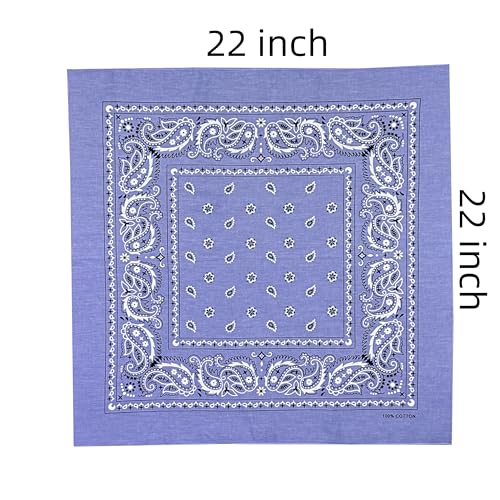 Vamqor 100% Cotton 10 Pack Fine Bandanas - color: Lavender