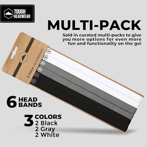 Thin Elastic Sports Headbands - Workout, Running, Soccer for Women & Men - color: Black, Gray, White - 6