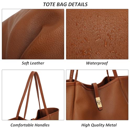 TANTOMI Tote Bag for Women Vegan Leather Purses and Handbags Ladies Waterproof Big Shoulder Bag for Travel - color: A-brown