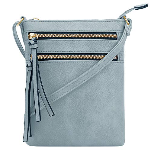 DELUXITY Crossbody Purse Bag Shoulder Bag Multi Pocket Zipper Purse - color: Pacific