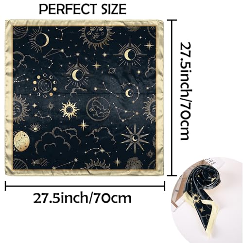Scarf Silk Feeling Square Satin Head Hair Scarf Wrap 27.5 Inches Headwear Aesthetic Cute Decoration Women Girls - color: V-16-sun Moon