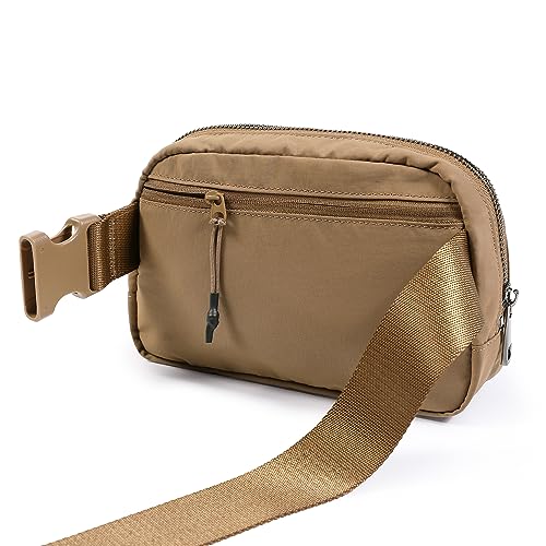 ODODOS Unisex Mini Belt Bag with Adjustable Strap Small Fanny Pack for Workout Running Traveling Hiking, Caramel - color: Caramel