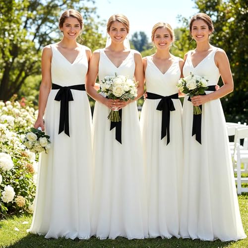 Chiffon Sash Belt, Long Satin Ribbon Scarf Belt, Self Tie Waist Bow Tie Belts for Women Dresses Bridal Wedding