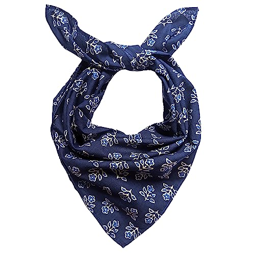 AVKA Studio 100% Cotton Bandanas for Women & Men, 2 Pack 20x20 Inch, 22x22 inch Hand Printed, Lightweight Cotton Handkerchief - color: Indigo Blue 1, size: 20 x 20 Inches