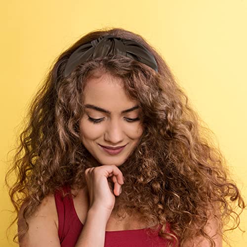 Head bands Adult Women Dark Brown Trendy Women's Hair Accessory Year-round Comfortable Wearable All Day Leather Knotted Headband for Women is a Top Knot Womens Headbands Fashion Designer - color: Dark Brown