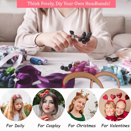 Wecoe 10 Pack Dark Red Headbands 1 Inch Wide Satin Headbands Women Non Slip Fashion Plain Solid Hairbands DIY Halloween Valentine' s Day Hair Accessories for Women Girls Diademas Para Mujer - color: Dark Red