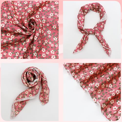Bandanas for Women Men 21"x21" Floral Headband Scarf Versatile Hair Bandana Square Head Scarf - color: Cute in Pink
