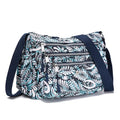 AOCINA Crossbody Bags for Women Multi Pocket Nylon Lightweight Ladies Purses Messenger Shoulder Handbags Satchel Travel Bag - color: Blue Leaf, size: Large