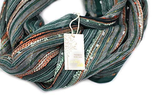 Anika Dali (15 Colors) Shimmer Sparkle Infinity Scarf, Women's Festival Bliss Lightweight Fashion Shawl - color: Forest Emerald Green