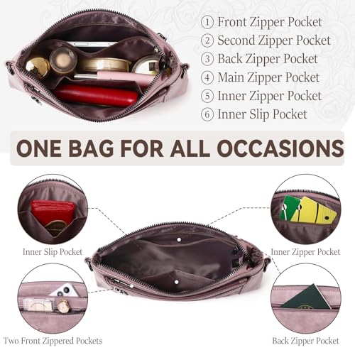 MEITRUE Wristlet Wallet Small Crossbody Bags for Women Clutch Purse Leather Phone Purse with Adjustable & Detachable Strap - color: A7-purple-179