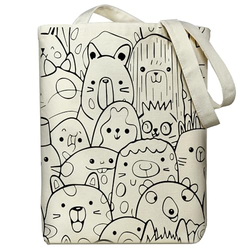 itgowisa Canvas Tote Bag for Women, Tote Bag with Zipper Inner Pocket, Zippered Canvas Bag for Shopping Work Grocery Everyday - style: Groundhog