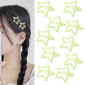 Star Hair Clips, Light Green, Small, Set of 10, Hair Accessories for Women and Girls, Y2K Fashion and Party, Non-slip Hollow Glitter Barrettes - color: Style4