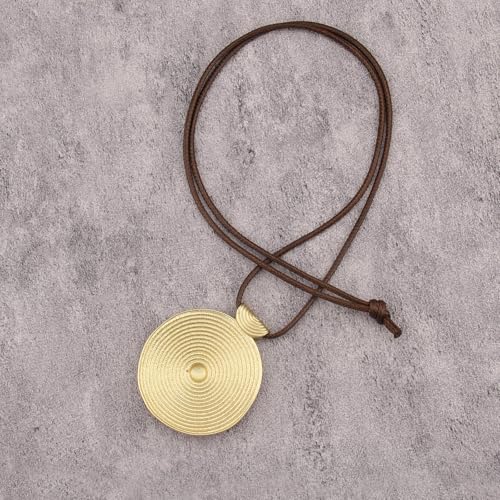 GelConnie Leather Necklaces Turquoise Long Boho Necklaces for Women Brown Chunky Circle Pendant Chocker Necklace Gold Sweater Necklace - style: Large Gold Pendant Necklace