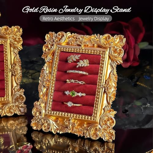 Vintage Ring Display Stand: Gold Jewelry Display Stand, Earring Holder for Jewelry Organizer Birthday Engagement Wedding Decoration