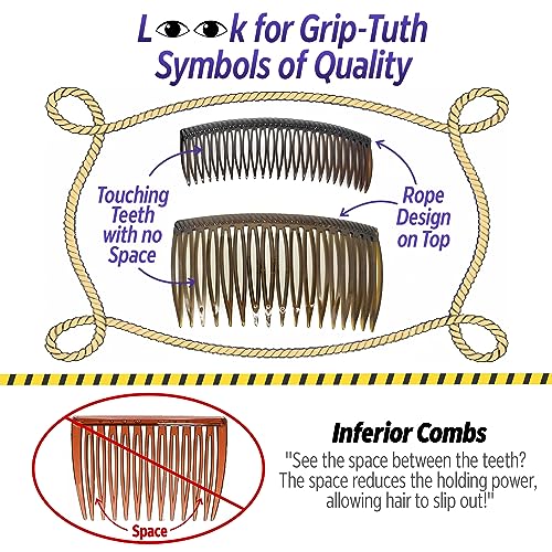 Good Hair Days Grip-Tuth Combs - 2 3/4" Side Combs, For All Types Of Hair, Decorative & Styling Women Accessories - Black, Set Of 2 - color: Black