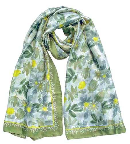 Acotavie Scarfs for Women Fashion Scarves Long Floral Pattern Scarf Headscarf Lightweight Sunscreen Shawls - color: Green Yellow