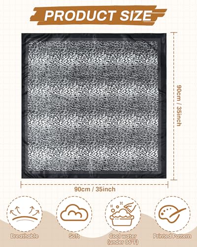 Mesovor 35” Square Head Scarf for Women, 3 Pack Like Silk Satin Headscarf Hair Neck Scarf Top Bandanas for Sleeping - color: Small Leopard(gray/Coffee/Camel)