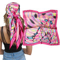 AWAYTR Satin Silk Scarf - Large Hair Bandana, Sleeping Wrap for Women - color: Elliptical Grid(pink)