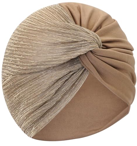 XYIYI Chemo Headwear Turban for Women, Cancer Patients Head Wrap Cover Hat for Hair Loss - color: Khaki