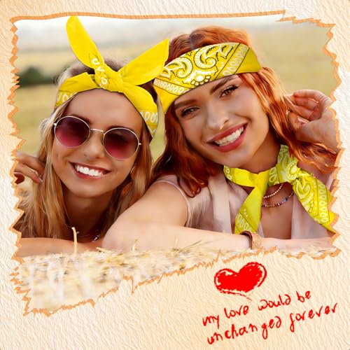 50 Pcs Bandanas Bulk Large Bandana Headband Paisley Cowboy Bandana Scarf Handkerchief for Women Men - color: Yellow