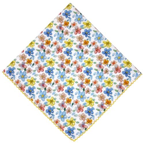 21x21 inches 100% Cotton Bandana for Women - Soft Square Scarf, Multi-Purpose Head Covering, Hair Bandana - color: P14-summer Florals