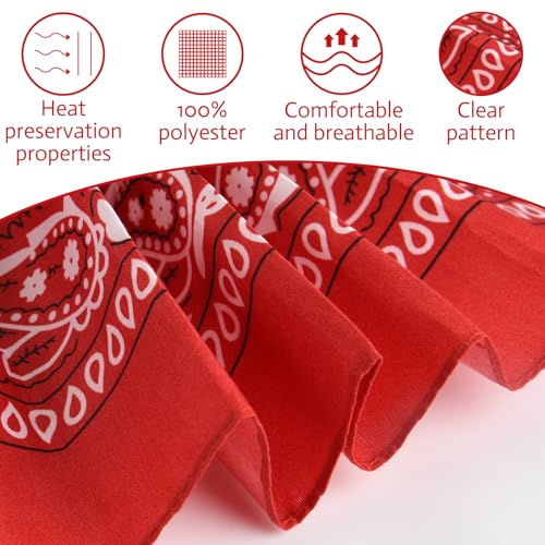 PLULON Bandanas for Men Women 4/12/24/30 Pack, Paisley Pattern Bandana Bulk Headbands Handkerchief Face Mask 100% Polyester - color: White, Red, Black, Blue