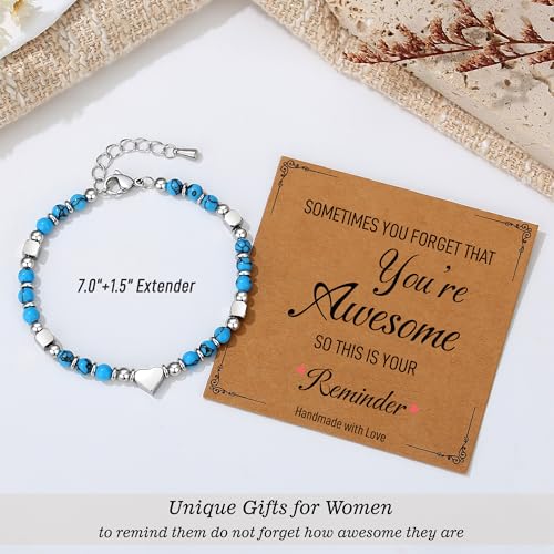 TONY & SANDY Tiny Beaded Bracelets for Women, Sometimes You Forget You're Awesome Gift, Unique Gifts for Women, Mom, Daughter, Wife, Coworker, Best Friend, Bestie, Granddaughter - style: Turquoise