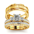 3Pcs Moissanite Wedding Rings Sets for Couples, s925 10K 14K 18K Real Gold Wedding Rings Sets for Him and Her, Customized Matching Engagement Bands Set for Men and Women Free Engraving - style: Style-6