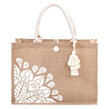 itgowisa Jute Beach Bag for Women, Burlap Beach Tote Bag with Tassel Pocket, Summer Gift for Vacation, Pool, Cruise & Grocery | Jute material - color: White Tassel