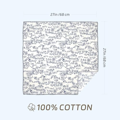 Cotton Bandana,Large Bandanas for Women,Head Coverings for Women,Head Scarf Handkerchief, Square Headband 27" x 27" - color: 27-09-foliage-white