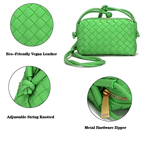 ZEDIUH Woven Bag for Women Crossbody Shoulderbag, Small Vegan Leather Purse - color: Green