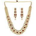 Aheli Indian Bollywood Style Wedding Faux Kundan Necklace with Earrings Set Ethnic Bharatanatyam jewellery set Gift for Women - color: Maroon & White