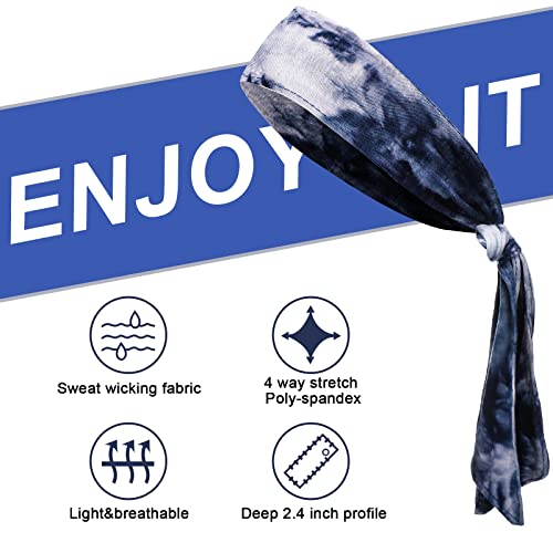 Jutom 4 Pieces Tie Headbands for Men Women Sports Bandana Hair Band Camo Headbands Elastic Sweat Wicking Karate Adjustable Non Slip Hairband for Yoga Workout Running - color: Vivid Color