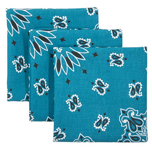 Bandana 3-Pack - Made in USA For 70 Years - Sold by Vets - 100% Cotton - Sewn Edges - color: Mirage Blue