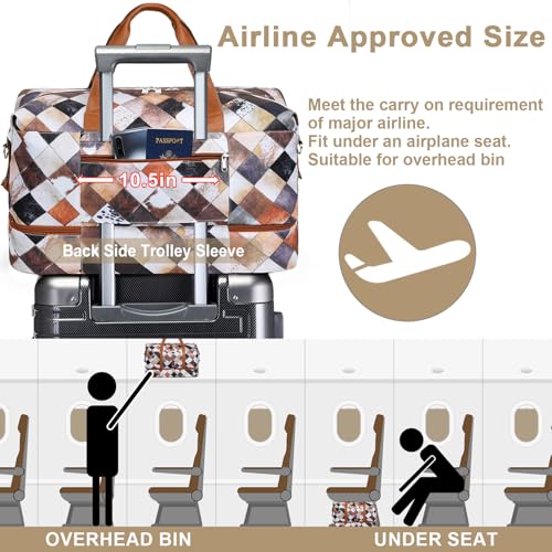 IBFUN Weekender Bags for Women, Travel Duffle Bag with Shoe Compartment Carry on Weekender Overnight Duffel for Weekend Travel Business Trip 3PCS - color: E6-Multicolor