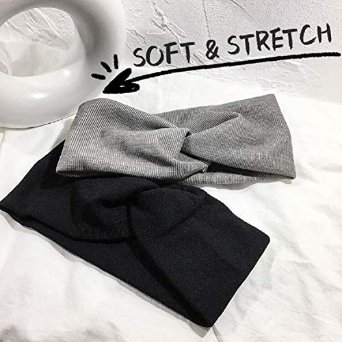 Huachi Turban Headbands for Women Trendy, Wide Women Head Bands, Fall Fashion Must Haves Thick Boho Stretchy Hair Bands Non Slip for Girls Yoga Workout Fashion Hair Accessories, Solid Color - color: Headbands A