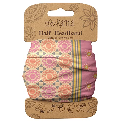 Karma Pink Sunburst Headband for Women - Medium - Fabric Headband and Stretchy Hair Scarf - Pink - color: Pink Sunburst, size: 1 Count (Pack of 1)