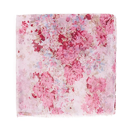 MELIFLUOS DESIGNED IN SPAIN Scarf for Women Lightweight Floral Flower Scarves for Summer Fall Shawl Wrap - color: Barcelona Collection 1 - Pink Floral